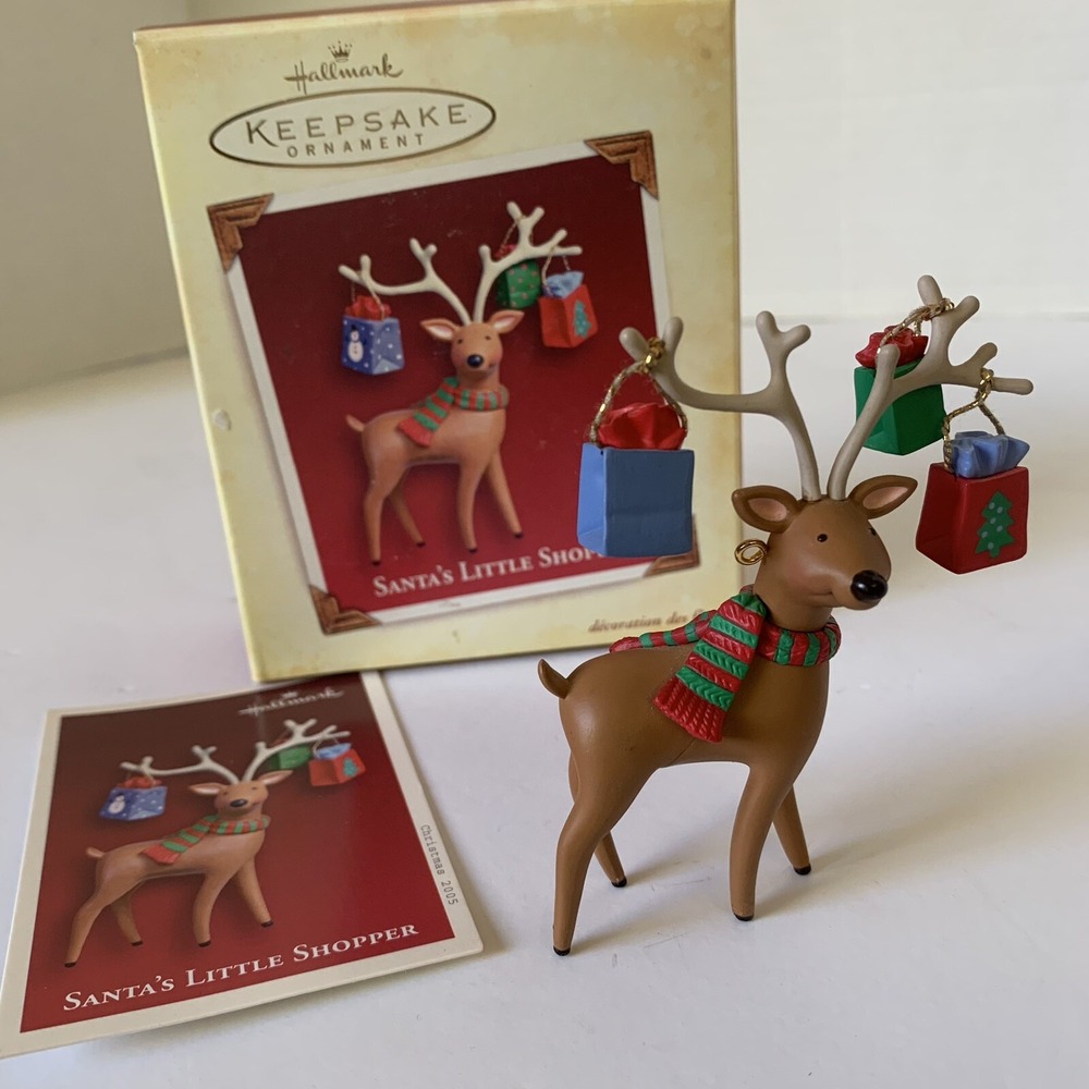 Hallmark Keepsake Ornament Santa's Little Shopper Reindeer 2005